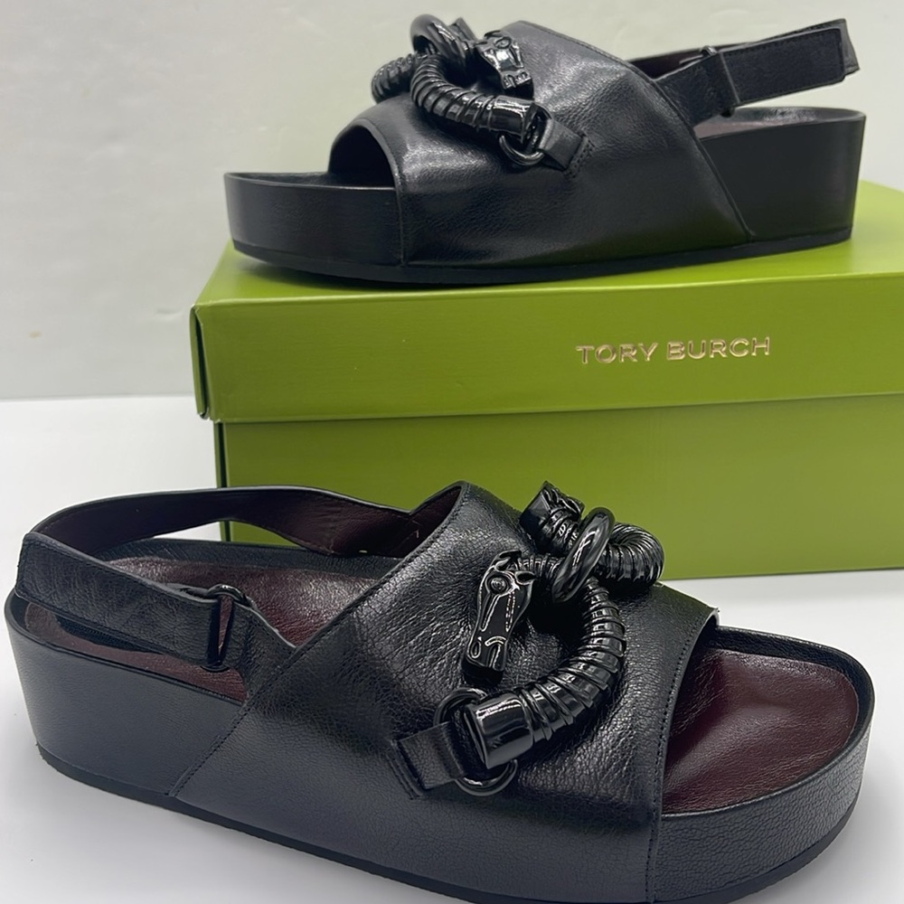 Tory Burch MELLOW PLATFORM SANDAL NAPPA LEATHER 
Optic White/Silver/Perfect 
New - Picture 13 of 16